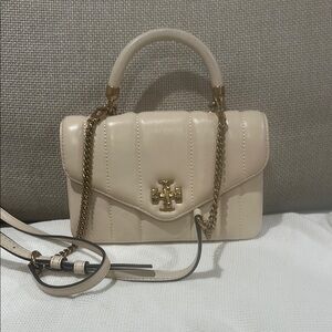 Tory Burch Cream Crossbody Bag with Gold Accents